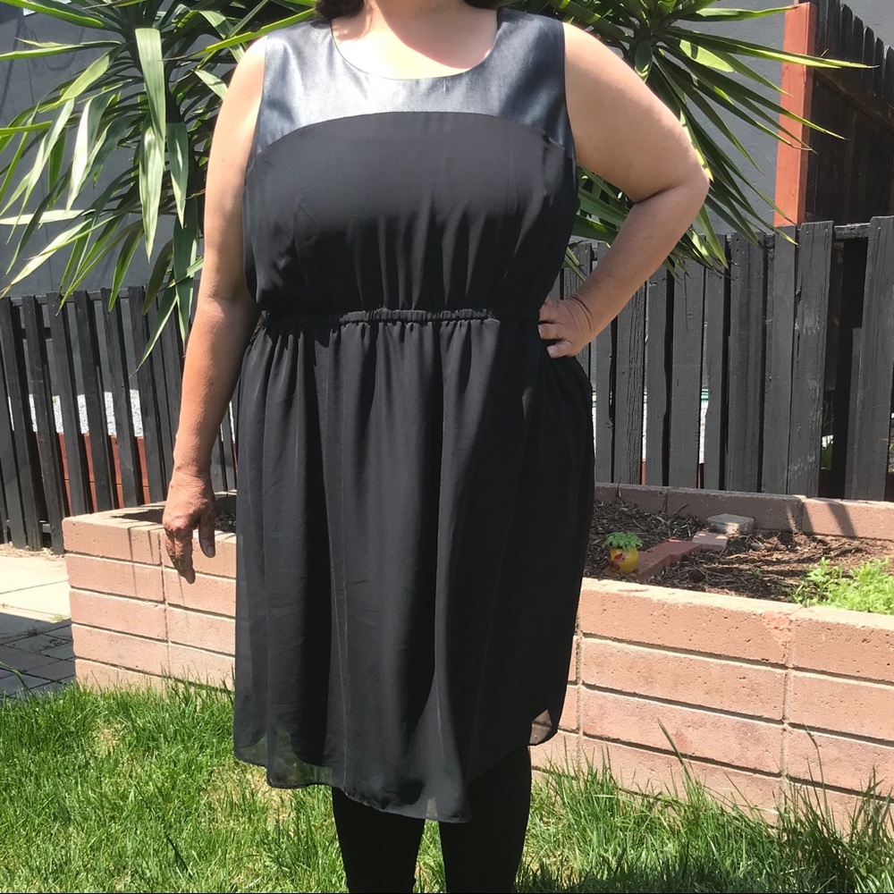 Lane Bryant | Pleather Trimmed Black Dress 22/24